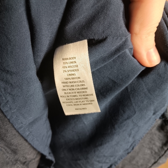 Rachel Parcell Square Neck Navy Linen Blend Mini Dress Medium - Picture 4 of 6